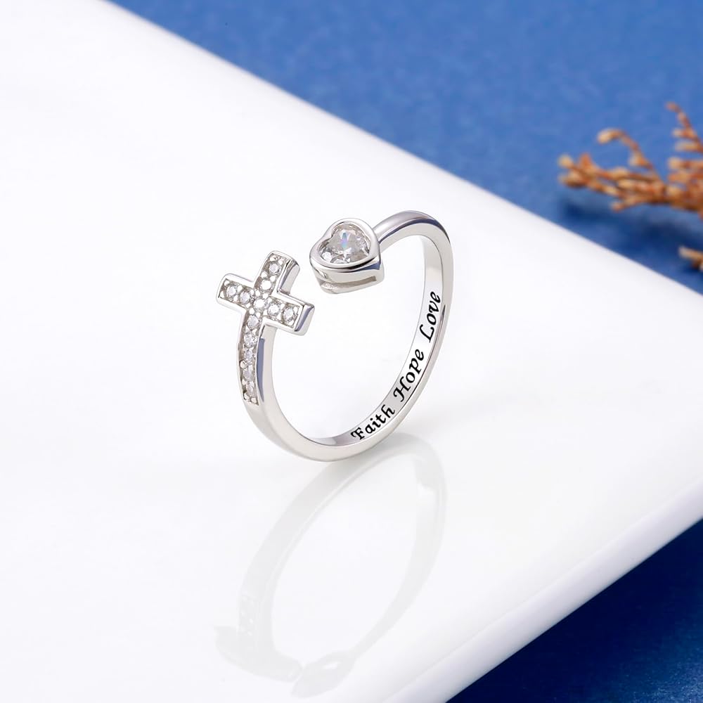Amazon.com: APOTIE 925 Sterling Silver Cross Ring - True